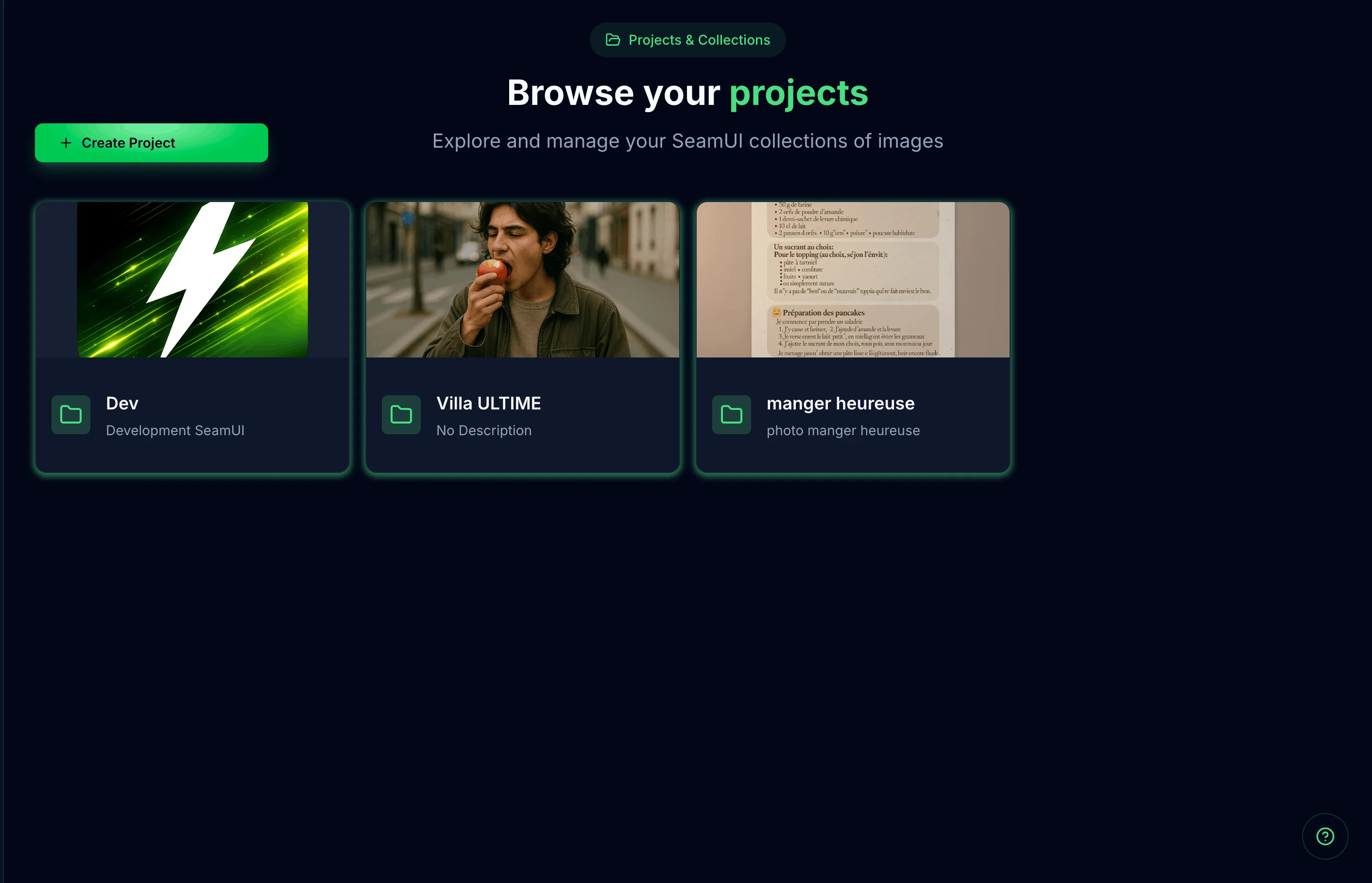 Organise your images in infinite projects